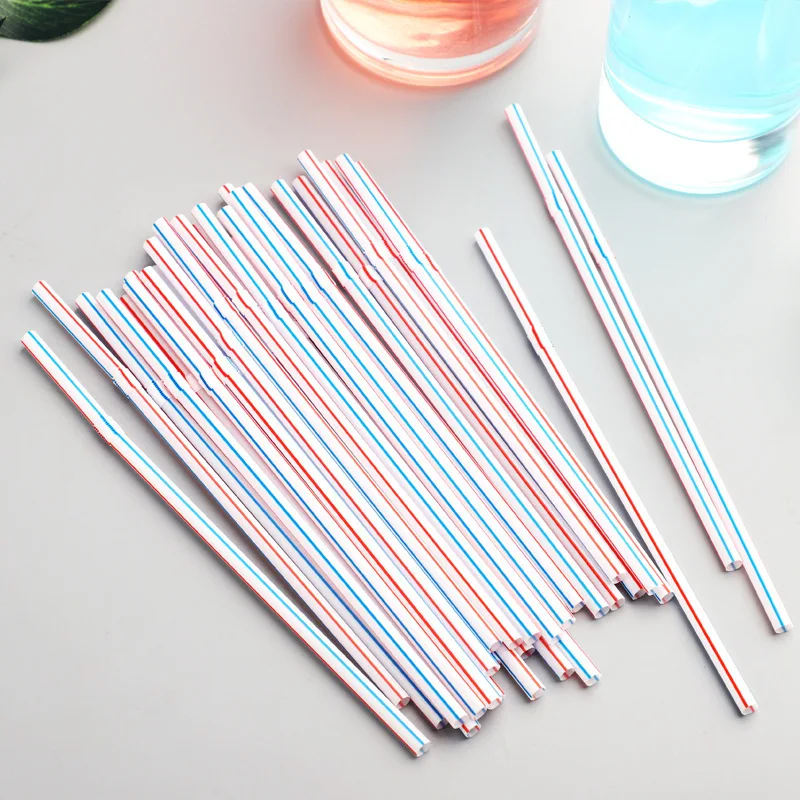 

100 Pcs Colorful Disposable Plastic Curved Drinking Straws Juice Striped Drinking Straw Birthday Party Bar Drink Accessories