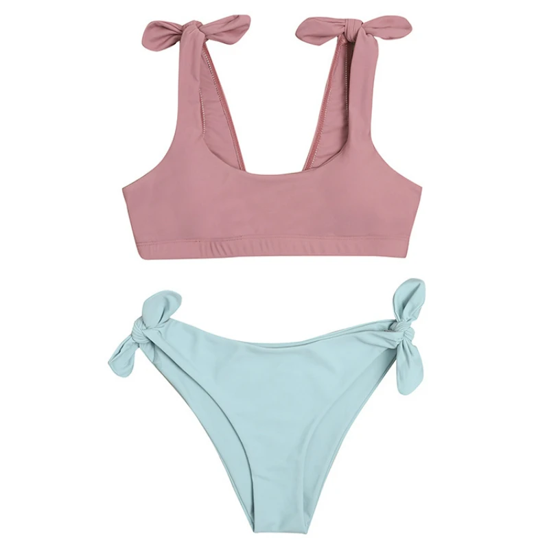 

2021 New Solid Color Split Swimsuit Feminine Bikini Suit