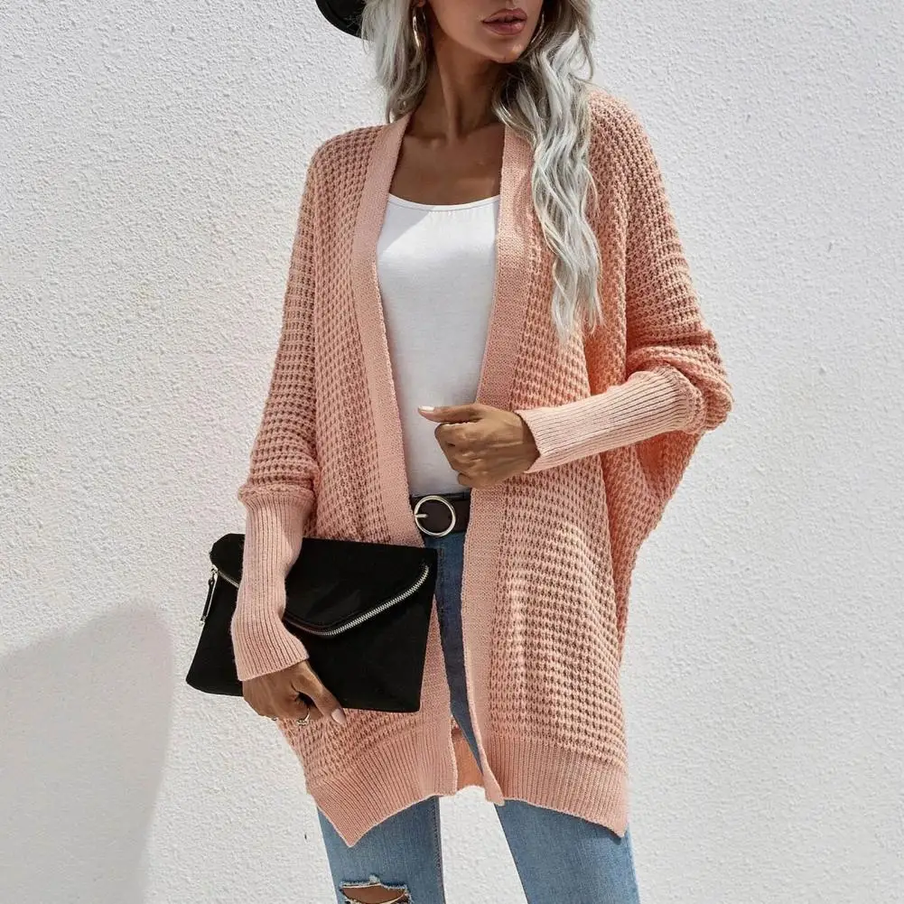 

Lady Sweater Coat Solid Color Cardigan Casual Elastic Oversized Batwing Sleeve Sweater Casual Coat for Daily Wear cardigan