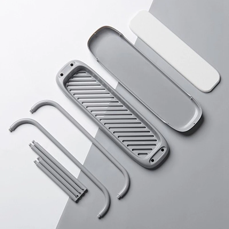 

HOT Drain Rack Simple Double Pole Rag Storage Rack Home Kitchen Sink Side Creative Plastic Removable Sponge Holder