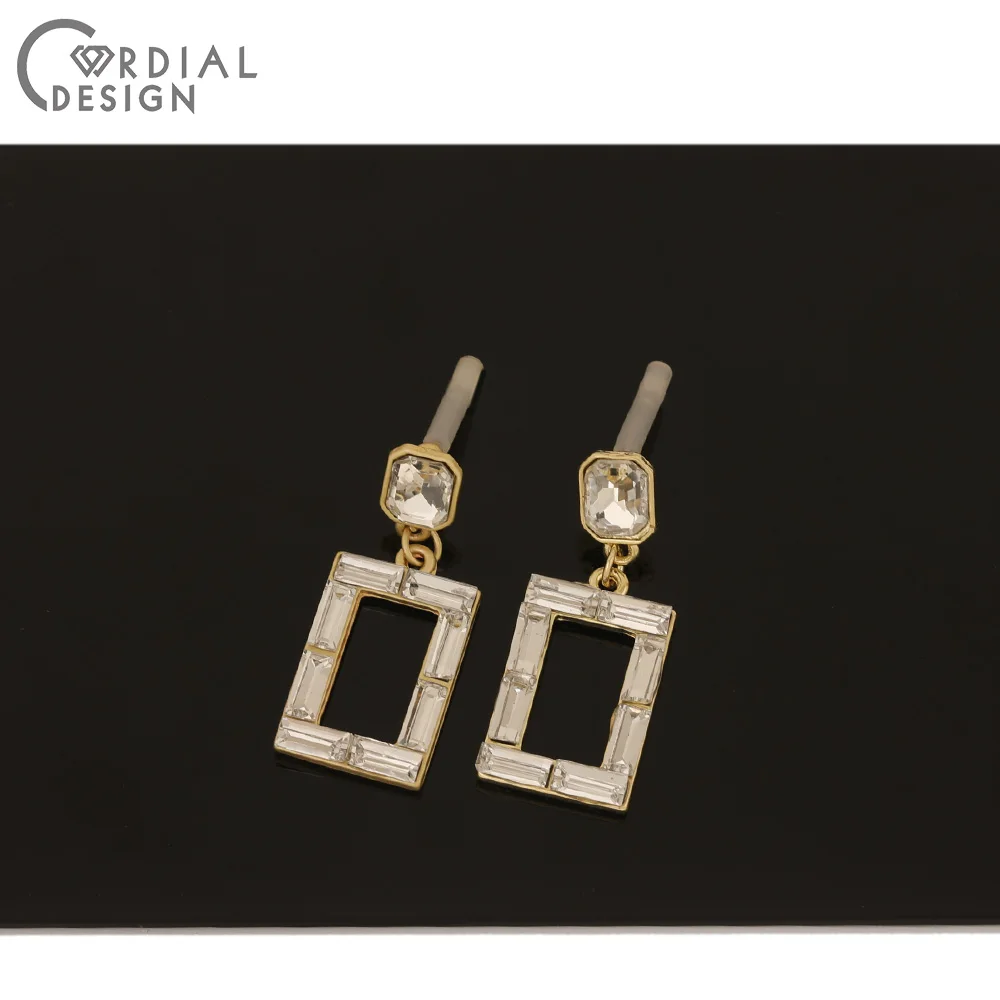 

Cordial Design 30Pcs 15*37MM Jewelry Accessories/Rhinestone Earrings Stud/Rectangle Shape/Jewelry Findings & Component/Hand Made