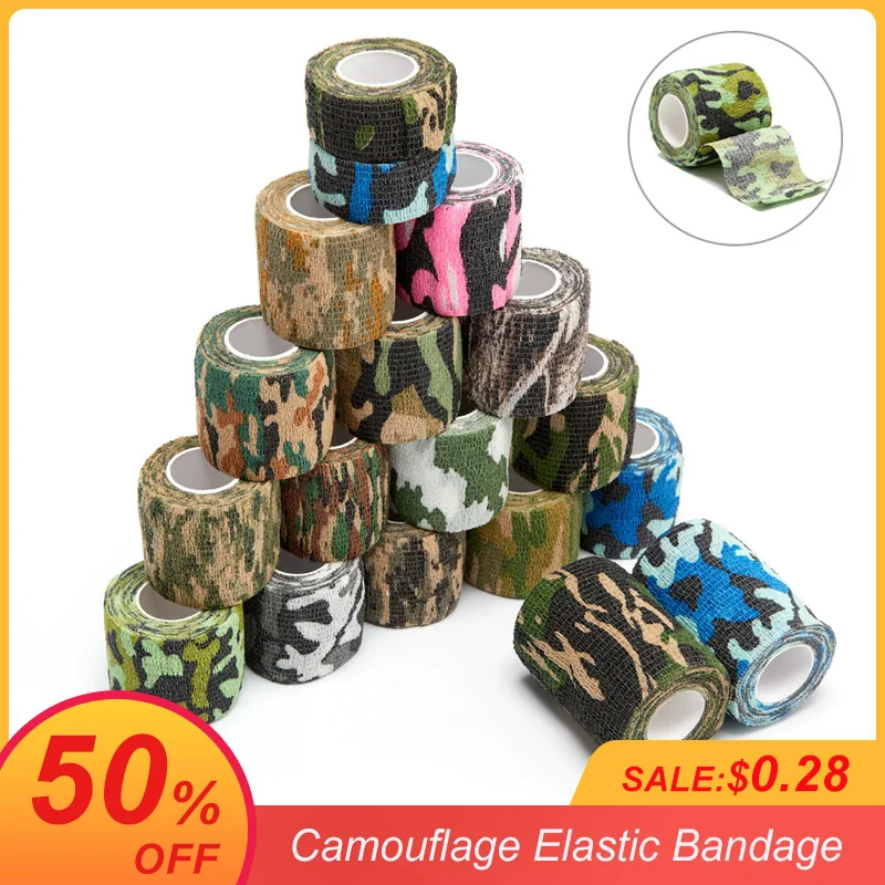 4.5m Camouflage Elastic Bandage Hunt Disguise Elastoplast Wrap Tape Self Adhesive Sports Protector Ankle Knee Finger Arm Bandage