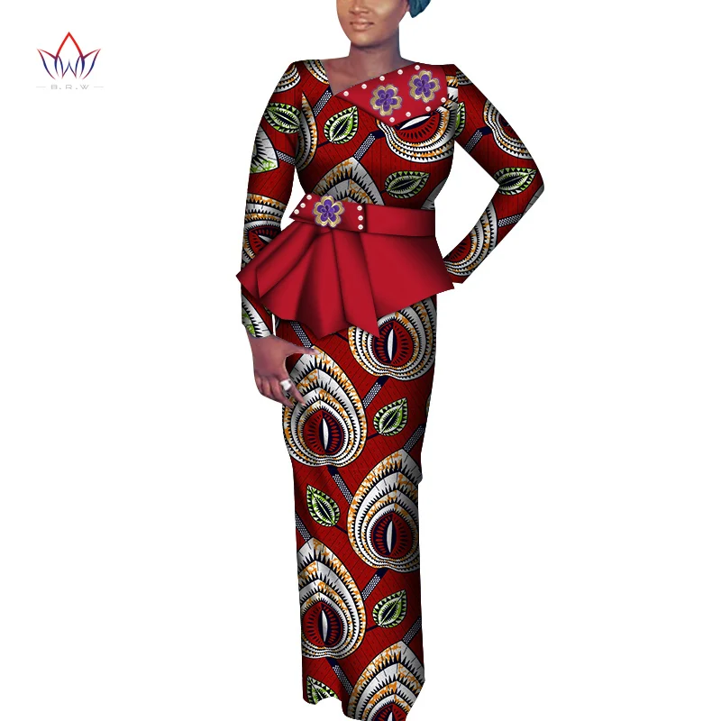 New Ankara Outfits Summer Wax Fabric Skirt Sets African Wax Print 2 Pieces Skirt Suit Traditional African Womens Clothing WY6990