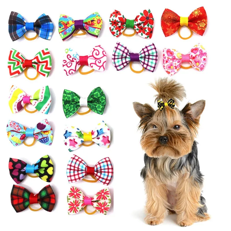 

20pcs/bag Pet Dog Cat Headwear Plaid Bow Series Hair Pins for Cat Dogs Pet Dog Bow Tie Puppy Feaddress Dog Pet Supplies