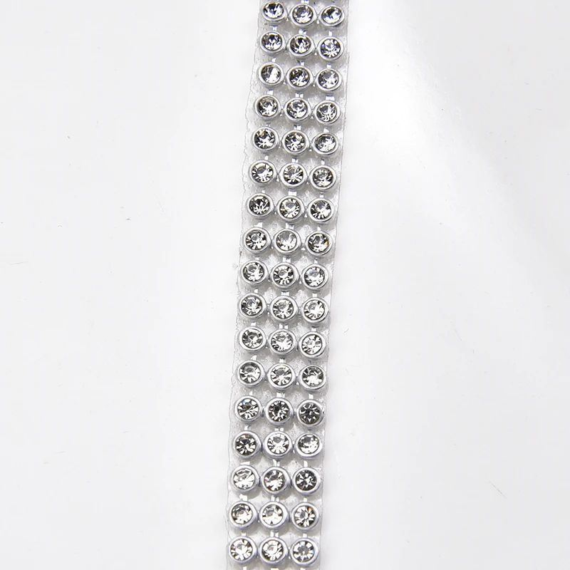 5 шт./лот 3 мм 2 ряда/3 ряда прозрачные кристаллы горячая фиксация стразы сетка