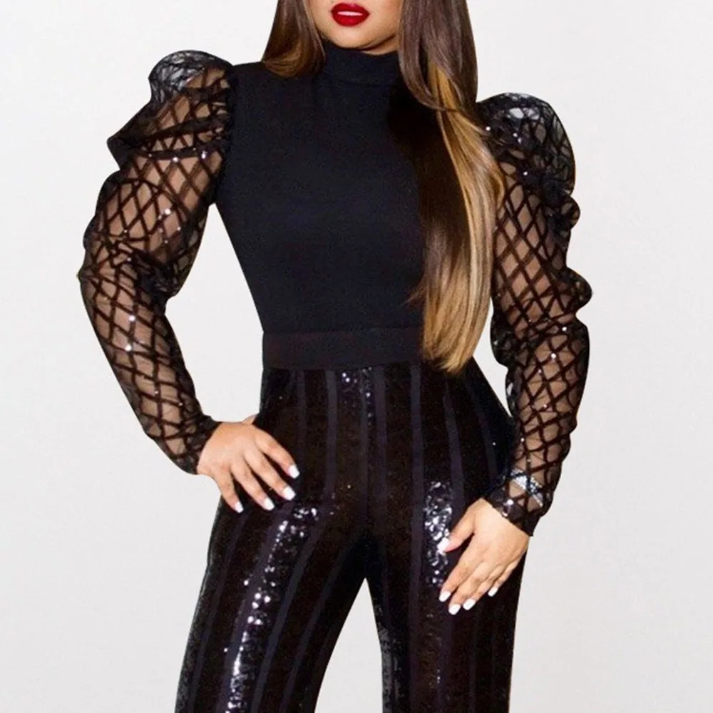 Летняя черная Сексуальная футболка женская сетчатая пышная Готическая с длинным
