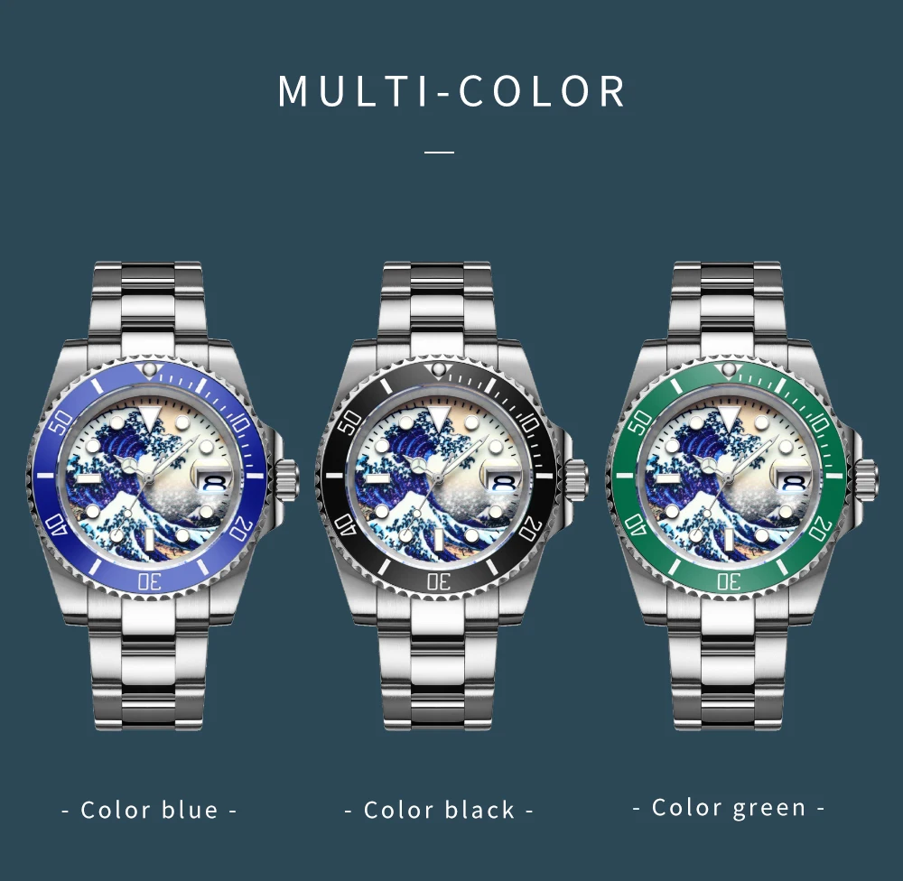 

40mm Sterile Luminous Surfing dial sapphire NH35A automatic mens watch