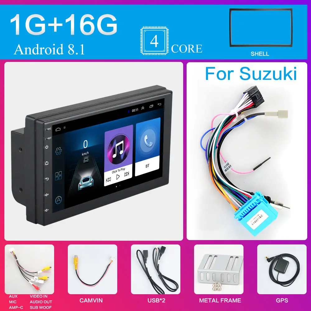 9217Bv2 FIT 2 Din Android 8,1 автомобильный Радио мультимедийный плеер универсальный gps навигация Bluetooth WiFi 2din Авторадио Стерео аудио камера dvr карта - Цвет: 9217Bv2 FIT