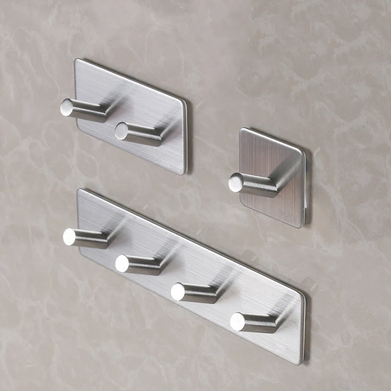 

Strong Suction 3M Glue Adhesive Wall Door Hooks Stainless Steel Clothes Bags Hanger Bathroom Kitchen Accessories Storage Hook