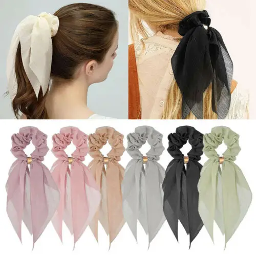 

Women girls Chiffon Bow Hair bands rings Scrunchies Ponytail Holder Headbands Hair ties ropes Hairbands girls hair accessories