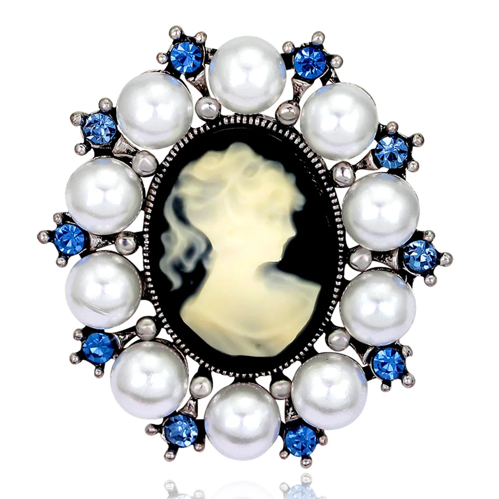 

Vintage Cameo Pearl Crystal Rhinestone Brooch Pins Flower Women Wedding Bridal Brooches Jewelry Wholesale