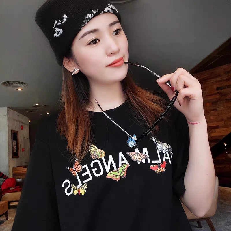 

Palm Angels letter printing couple street hip-hop popular simple wild men and women short-sleeved T-shirt 98749