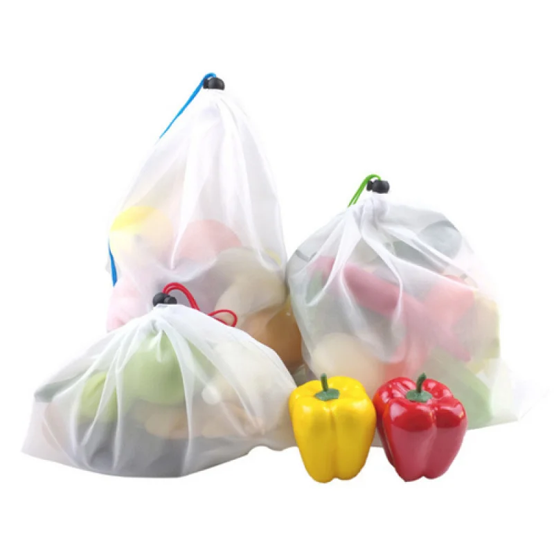 

Polyester Drawstring Bag Fruit Net Bag Vegetable Storage Drawstring Bag Reusable Toy Net Bag
