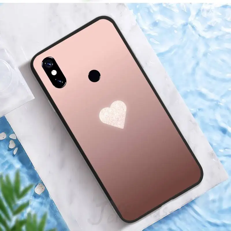 

Gold Rose Love heart Bling fashion Phone Case For Xiaomi Redmi note 7 8 9 t k30 max3 9 s 10 pro lite
