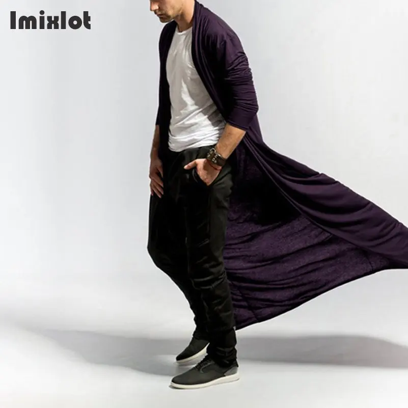 Повседневная мужская накидка Imixlot длинный модный Свободный кардиган мужской