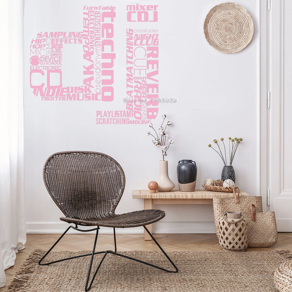 Dj Wall Art Music Sticker Vinyl Funky Party Phase Decoration Decal American Words Sign Mural Lettering Stickers LC1660 | Дом и сад