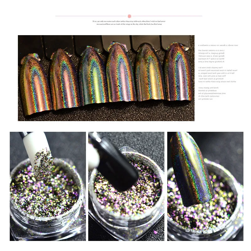 0 2 г/кор. лазерный Chameleonpigment голографический ногтей хлопья волшебное зеркало