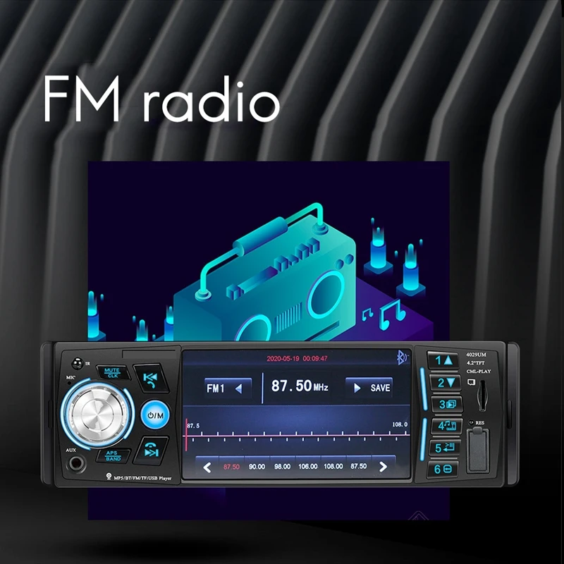 

1Din Mp5 Player Press Screen Car Radio RDS AM FM Bluetooth 4.2 Inches Support Mirrorlink SD AUX 4029UM