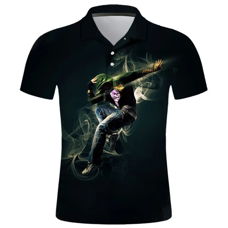 

Мужская летняя рубашка-поло с 3D-принтом, с коротким рукавом