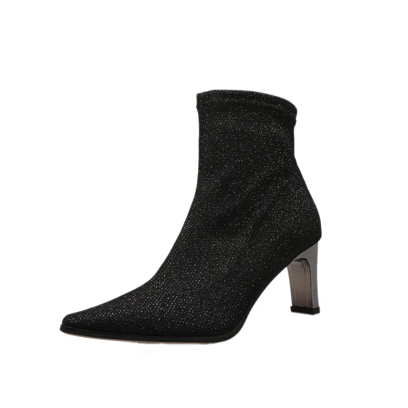 

Nice Autumn And Winter Fashion Pointed Thick With High Heel Boots Women Martin Boots Short Tube Temperament woMen Boots Tide