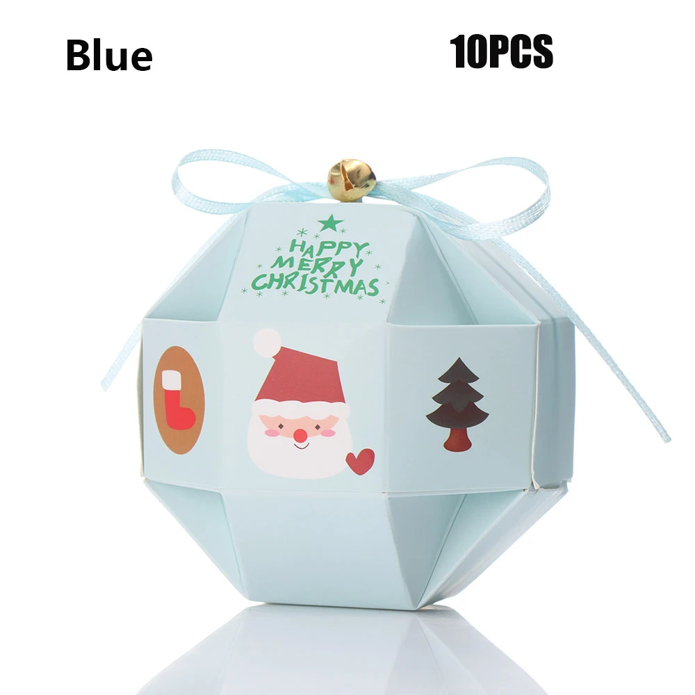 9-10PCS 1/5/10 шт, рождественские полосатые Стиль Apple коробка специальный канун Рождества печенье коробка подарка упаковывая Коробка конфета в виде снеговика коробка - Цвет: 9-10PCS