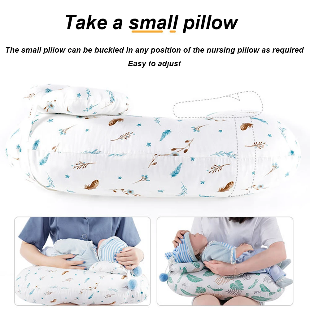

Nursing Pillow Infants Maternity Baby Home U Shaped Adjustable Waist Cushion Removable Arm Support Feathers Pattern Cotton Blend