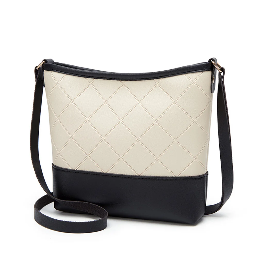 Бежевый Crossbody Bags For Women Fashion Women's Rhombic One-shoulder Bucket Bag Mobile Phone Bag Purse Women Messenger Bags Bolsas - Цвет: Бежевый