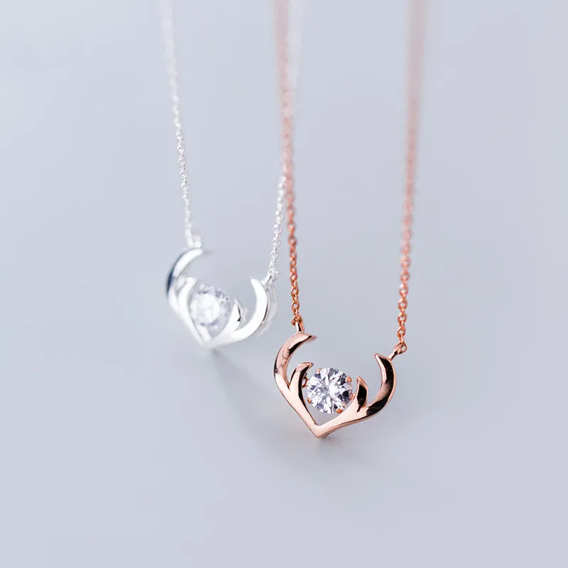 

100% 925 Sterling Silver Love Heart Rose Gold Pendant Necklace Zirconia Jewelry For Girls Lady Wedding Engagement Gift