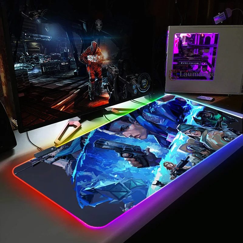 

DIY valorant RGB Large Mouse Pad Gamer Big Anime Mouse Mat Computer Mousepad Led Backlight XXL Keyboard table computer mat
