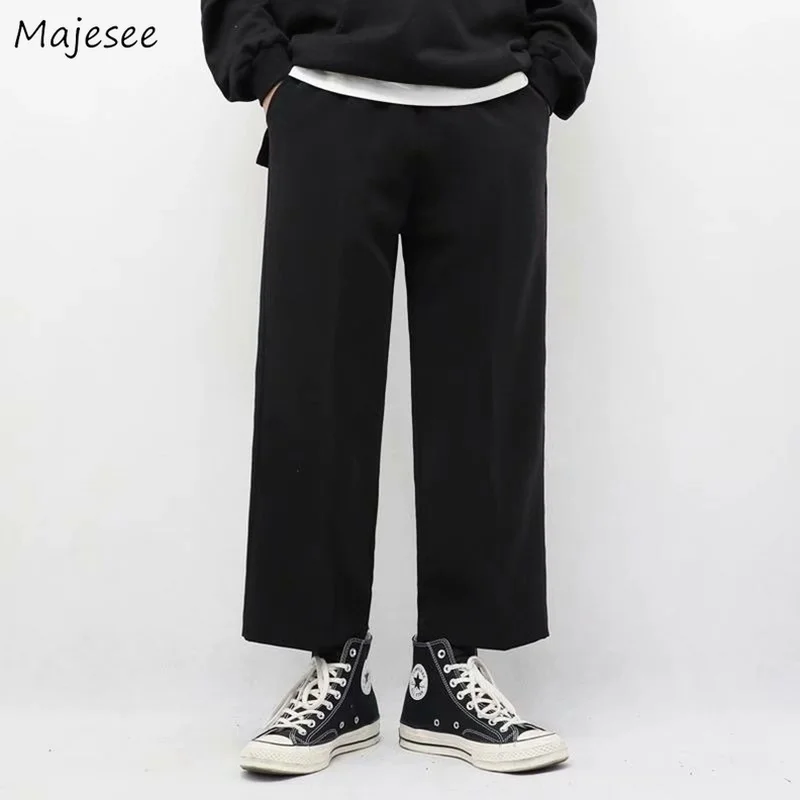 

Брюки мужские повседневные до щиколотки, модная простая однотонная свободная шикарная уличная одежда в стиле Харадзюку, универсальные пов...