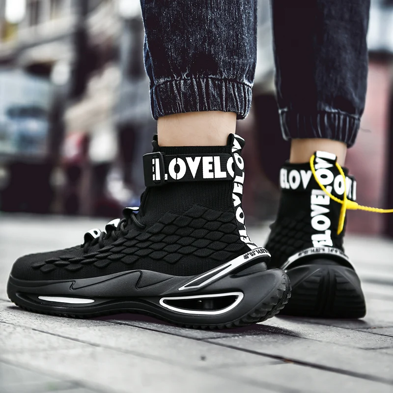 

Fashion High-top Mesh Breathable Leghtsome Running Men Casual Shoes Trendy Casual Sneakers