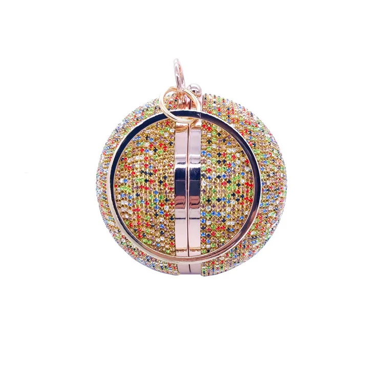 

2021 Summer Women Party Dinner Circular Fashion Spherical Bags Diamond Shoulder Wedding Handbags for Female Multicolor Ball Bags