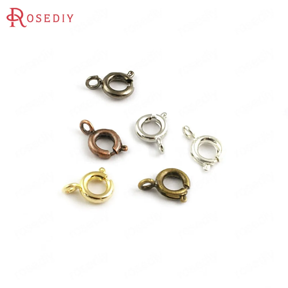 Оптовая продажа 6 мм имитация родия круглые медные застежки-карабины фурнитура