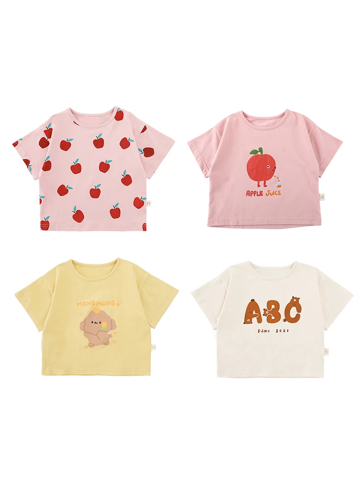 

Girl Print T Shirt New Summer Baby Casual Short Sleeved Children's Top Tide