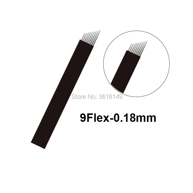 9flex 50 шт. Lamina Tebori U 18 микроблейдинг Pin 0,18 мм иглы для татуажа 12 14 12U 16 Перманентный макияж бровей вышивка лезвия ручка - Габаритные размеры: 9flex