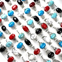 20pcspack wholesale mix style natural stone ring egg shaped turquoise ring charms for elegant women love romantic gift