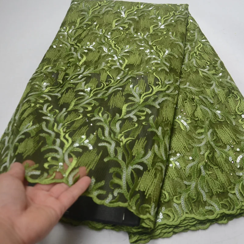 (5 ярдов/шт.) Новые африканские блестки французская сетчатая кружевная ткань