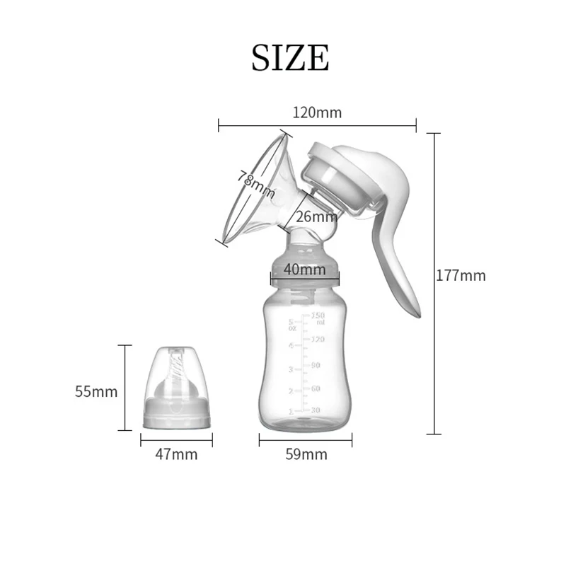 Extractor de leche Manual para beb&eacute;s, accesorios para lactancia materna, tetina, botella de silicona, Colecci&oacute;n port&aacute;til-5