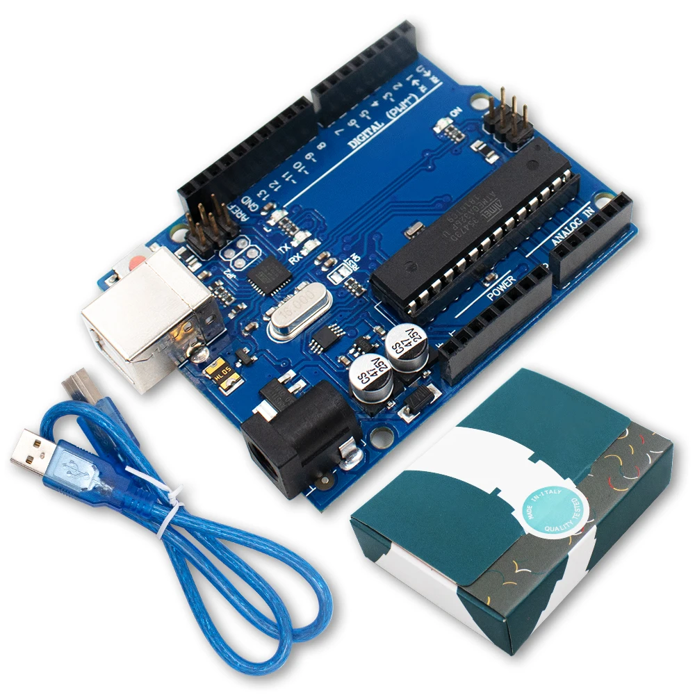 With cable and box Для UNO R3 MEGA328P ATMEGA16U2 макетная плата с usb-кабелем для Arduino стартовый комплект с розничной коробкой - Цвет: With cable and box