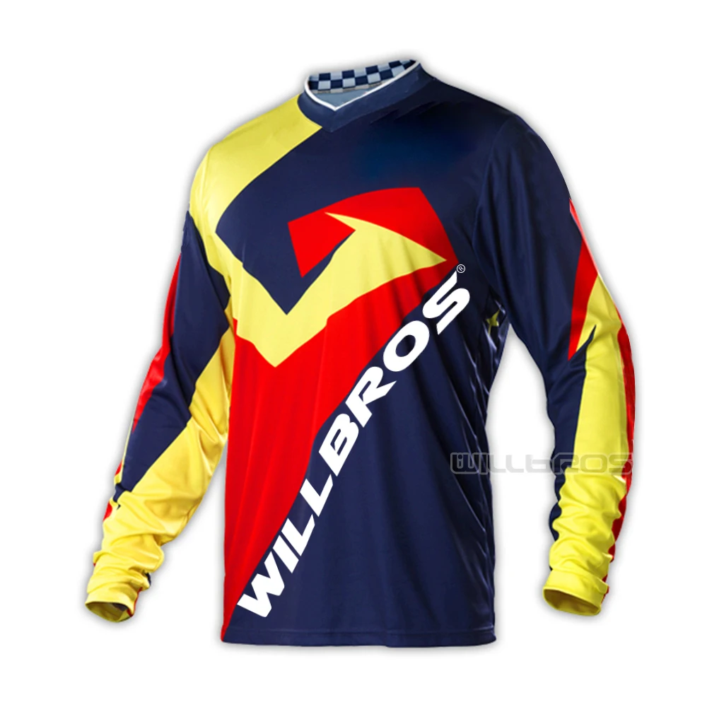 

Willbros GP Verse Navy Red Jersey Motocross Long Sleeve Motorcycle MTB BMX Bike Riding Mens T-shirt