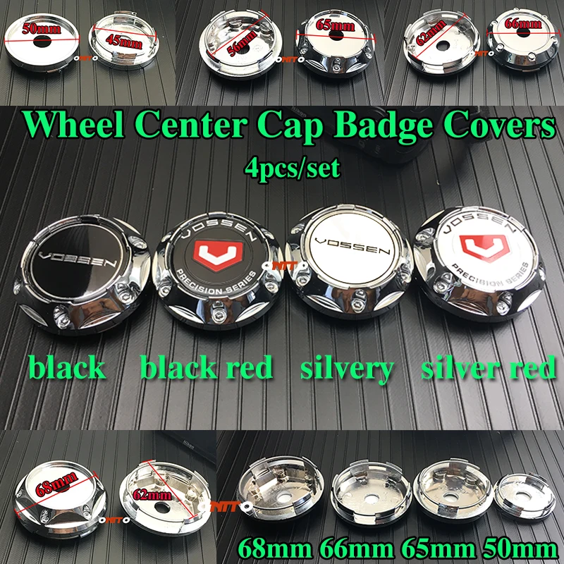

50mm 65mm 66mm 68mm Chrome 4pcs Vossen Logo Wheel High Cap Wheel Rim Center Cap Badge Embleem Cover Car Accessorie for All Car