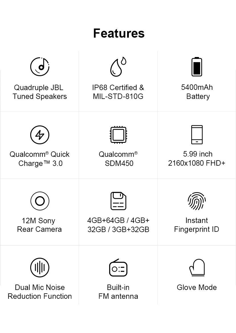 AGM A9 прочный смартфон 5 99 &quotFHD + 5400 мАч Быстрая зарядка 3 0 4G 64G 32G IP68