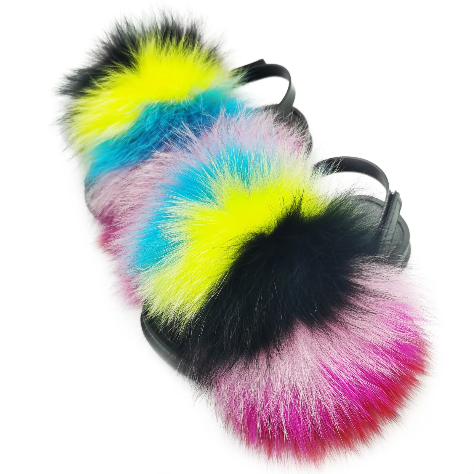 

Детские меховые сланцы с задним ремешком, пушистые стильные тапочки для девочек, пушистые меховые сандалии, детская пушистая обувь на плоск...