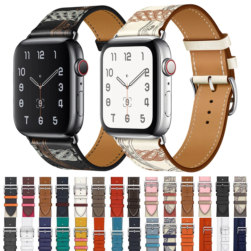 Cow Leather Strap for Apple Watch Bands 42mm 44mm Iwatch Series 7 6 5 4 3 2 1 SE Accessories Loop 38mm Bracelet Replacement 40mm