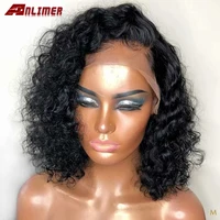jerry curly short lace front human hair wigs for black women brazilian remy hair deep wave lace frontal bob wigs with baby hair