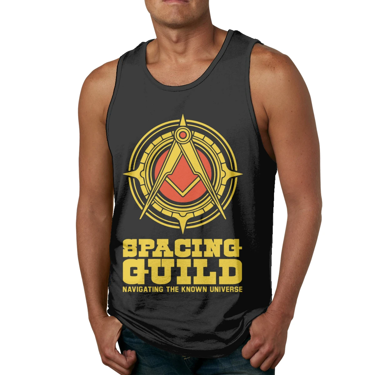 

Dune Spacing Guild Navigation Logo Sleeveless Tank Top Graphic Round Collar Hip Hop Cotton Sleeveless Vest