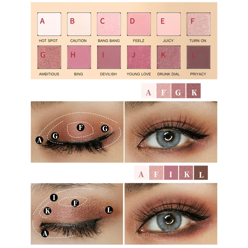 Палетка теней для век с эффектом пламени вишни 12 цветов пигментом устойчивые к