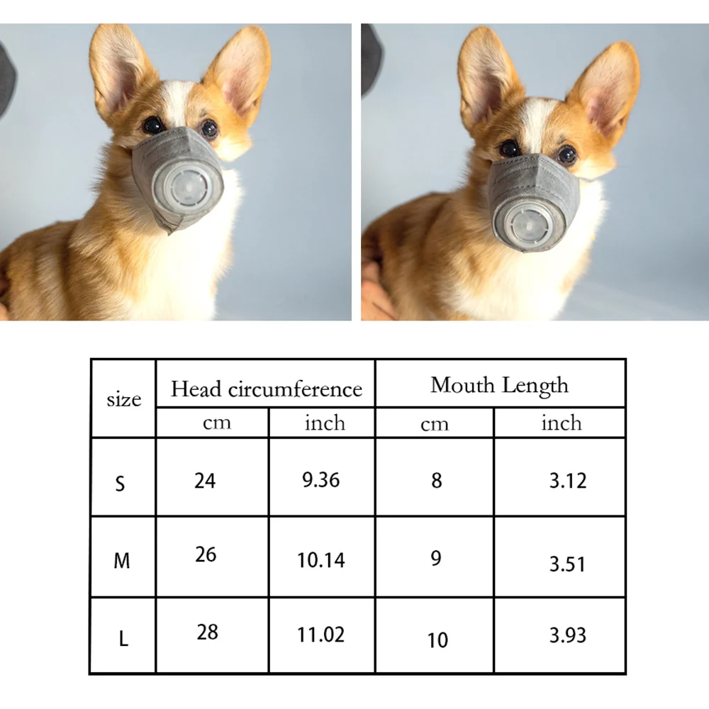 

Pet Respiratory PM2.5 Filter Anti Dust Gas Pollution Muzzle Dogs Anti-fog Haze Masks Dog Soft Face Cotton Mouth Mask