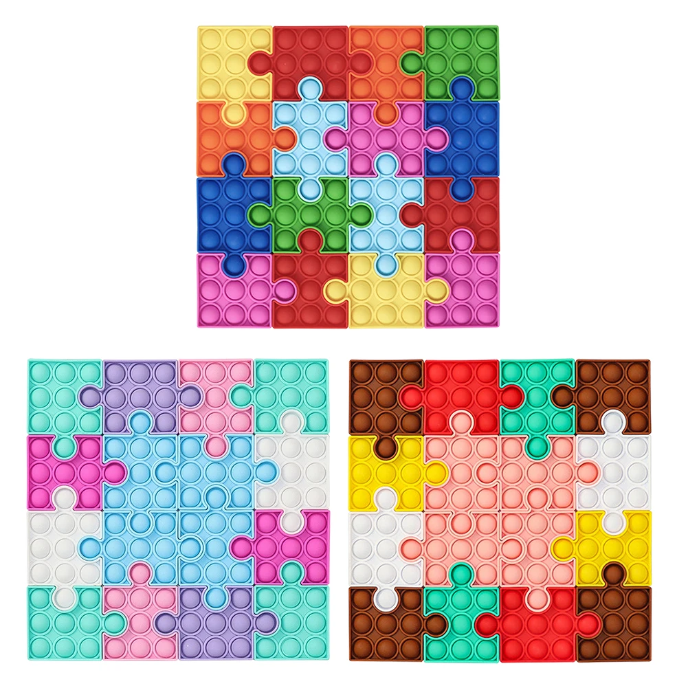 

Big Size Fidget Toys Multifunction Anti-Stress Rainbow Chess Board Square Puzzle Push Bubble Assembly Board for Family Game Toy