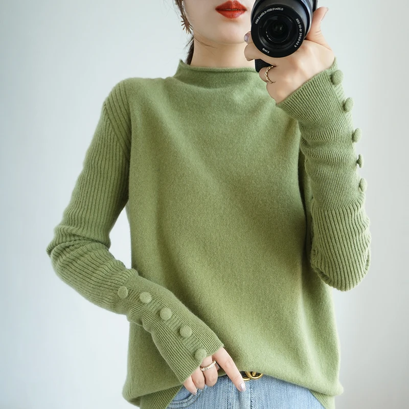 

Свитер женский из кашемира и шерсти, свободный, большого размера, Осень-Зима 100%